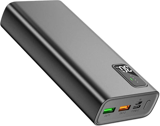 Portable Charger, Power Bank 30000mAh,QC 3.0 22.5W & PD 20W Fast Charge Power Bank Battery Pack LED Lighting Battery Pack with USB C/USB A Output, for Smartphone, Smartwatch,Tablet, Camera