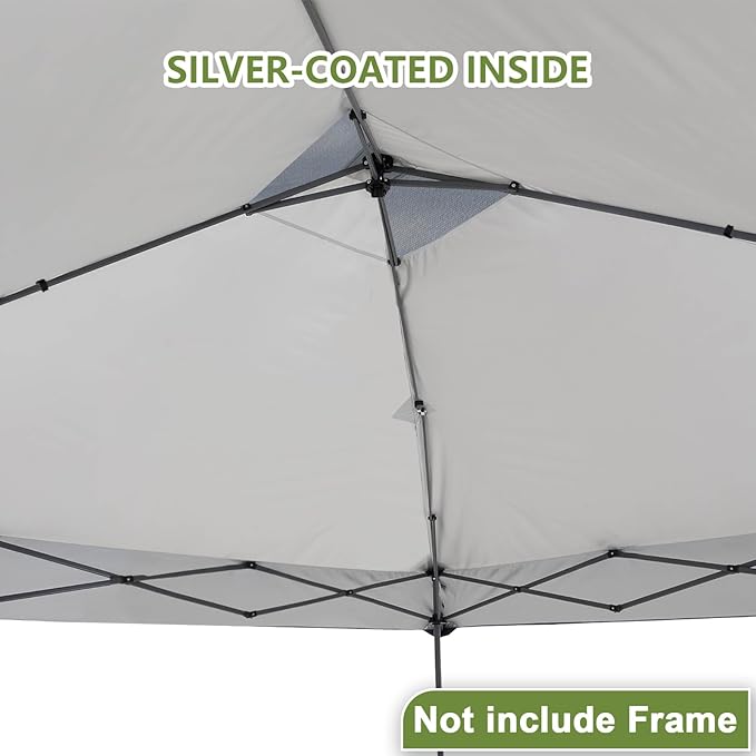 13x13 Canopy Replacement Top Cover,Single Tier Waterproof Instant Canopy Vented Top，Silver Coated Oxford Pop Up Canopy Replacement Cover for Outdoor Garden Camping(Top Only,396 * 396cm