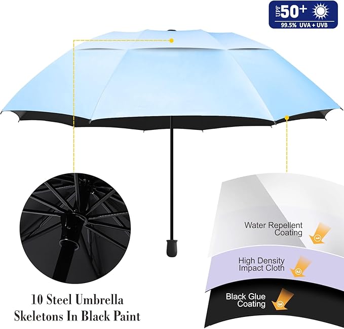UPF 50+ Beach Umbrella with Adjustable Universal Clamp