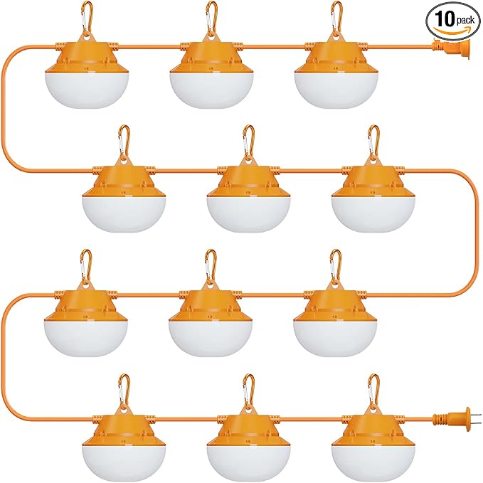 120FT Construction String Lights 180W String Work Light for Construction Jobsites, 18000Lumen Temporary Construction Work Lighting for Wide Application