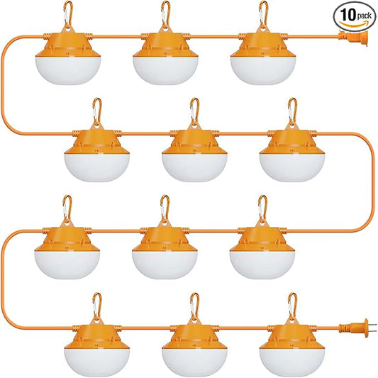 120FT Construction String Lights 180W String Work Light for Construction Jobsites, 18000Lumen Temporary Construction Work Lighting for Wide Application