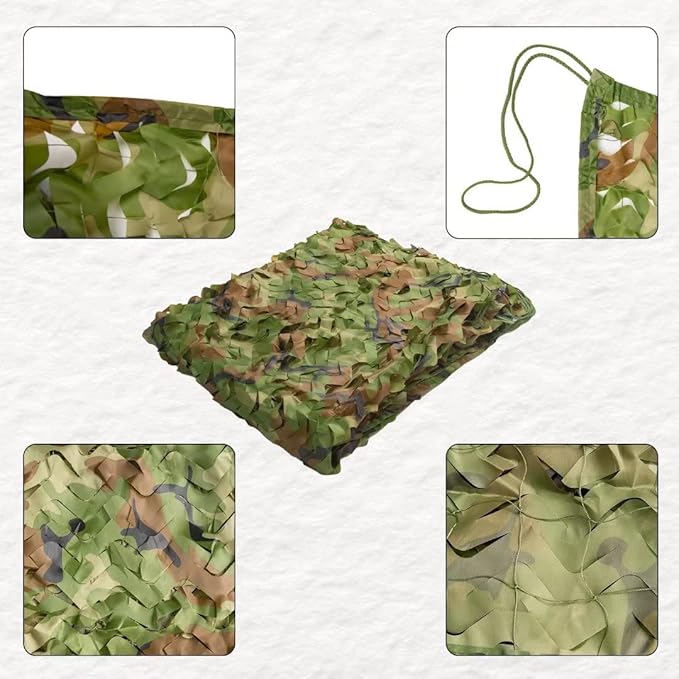 LOOGU Custom Woodland Camo Netting Camping Military Hunting Camouflage Net 6.5 x 10ft, 6.5 x 26ft, 10 x 10ft, 10 x 13ft, 10 x 16.5ft, 13 x 16.5ft, 16.5 x 20ft, 20 x 20ft