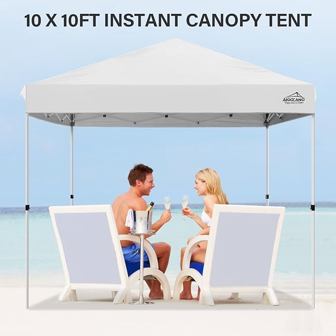 Pop up Canopy Tent,10x10 Instant Outdoor Canopy for Parties with Wheeled Bag,White