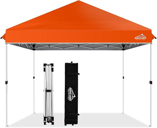 Pop up Canopy Tent,10x10 Instant Outdoor Canopy for Parties with Wheeled Bag(Orange)
