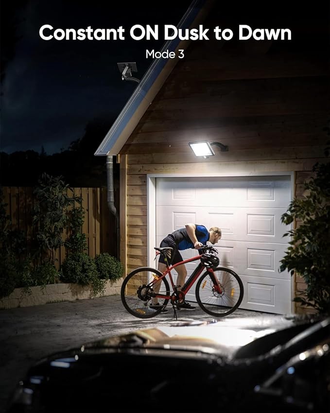 JACKYLED Upgraded Solar Flood Lights Outdoor Motion Sensor, 1000 Lumens Dusk to Dawn Solar Lights Outdoor, 48 LED, IP65 Waterproof, 3 Modes, Auto On/Off, Separate Solar Panel with 9.8ft Cord