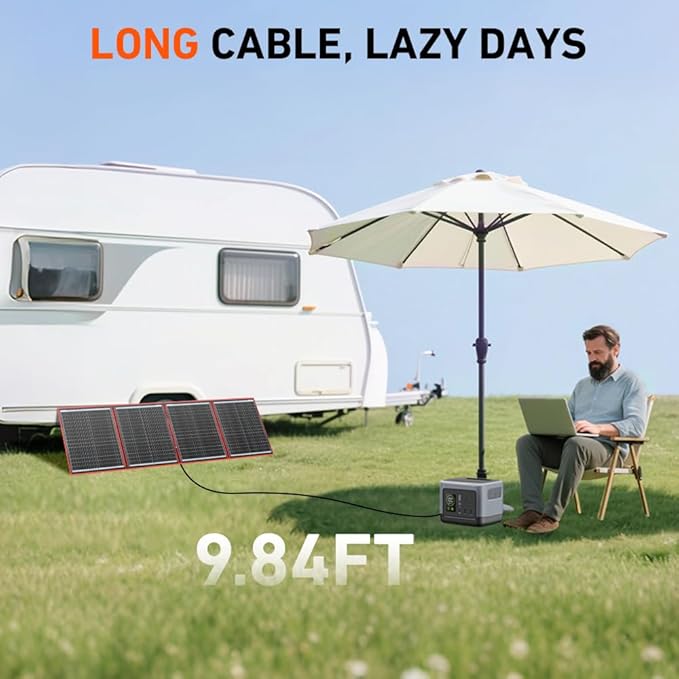DOKIO 150W Portable Foldable Solar Panel Kit (21x19in, 7lb), with Separate Controller and Dual USB, Monocrystalline Charger for 12V Batteries & Power Stations, RV Camping Trailer Emergency Backup