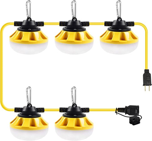 50FT Construction String Lights LED Industrial Grade Best for Construction Sites, Renovation, Walkways,Patio，Mine cave, Outdoor, and Other Outdoor Lighting Solutions Use,Free for Climbing Hook