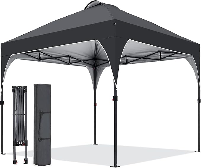 Pop Up Canopy, 8x8 FT Instant Outdoor Canopy Tent with Carrying Bag, 3 Adjustable Heights - Portable for Event, Parties, Camping and More Outdoor Activities