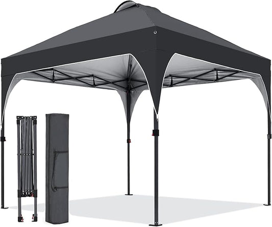 Pop Up Canopy, 8x8 FT Instant Outdoor Canopy Tent with Carrying Bag, 3 Adjustable Heights - Portable for Event, Parties, Camping and More Outdoor Activities