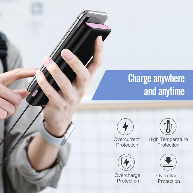 Portable Charger Power Bank 25,800mAh,5V/3A USB C in&Out Fast Phone Charging with Intelligent Smart IC,3 USB Port External Cell Phone Battery Pack Compatible with iPhone 16 15 14,Samsung,Android-Pink