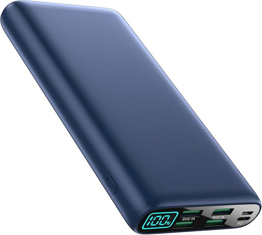Portable Charger 38800mAh,LCD Display Power Bank,5 USB Outputs Battery Pack Backup,USB-C in&out Dual Input Phone Charging Compatible with iPhone 16/15/14/13 Pro,Android Samsung Galaxy Pixel Nexus-Blue