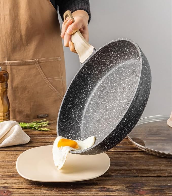11 Inch Nonstick Skillet Frying Pan Egg Pan Omelet Pan, Nonstick Cookware Granite Coating, 100% PFOA free Cookware Pan, Healthy Nonstick Stone Frying Chef's Pan Skillet