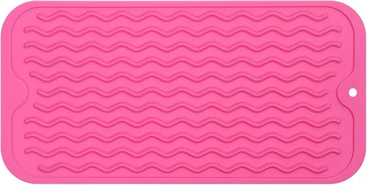 Silicone Dish Drying Mat for Multiple Usage,Easy clean,Eco-friendly,Heat-resistant Silicone Mat for Kitchen Counter or Sink,Refrigerator or Drawer Liner Rose S 12 inches x 6 inches