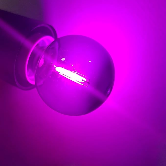 Dark Purple Light Bulbs Plastic 1 Watt G40 LED Replacement Bulbs for Indoor Outdoor String Lights, Shatterproof Waterproof E12 Base Filament Edison Christmas Halloween Light Bulbs,15 Pack