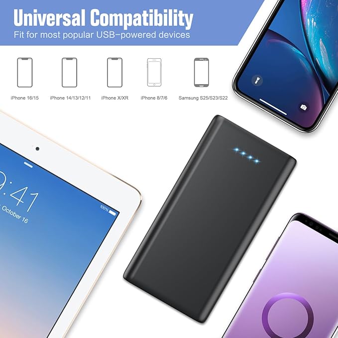 Portable Charger Power Bank 25,800mAh,5V/3A USB C in&Out Fast Phone Charging with Intelligent Smart IC,3 USB Port External Cell Phone Battery Pack Compatible with iPhone 16 15 14,GalaxyAndroid-Green