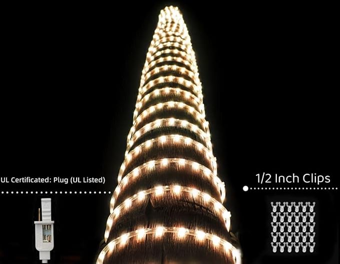 LED Rope Lights 200Feet 2160LEDs 120V Waterproof for Indoor Outdoor use IP65 for Party,Camping,Backyard,Fence,Fallway,Stairs,Pond,X'Mas Decoration,Patriot,Independence Day,4th of July(Warm white)