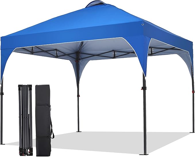10x10 FT Pop Up Canopy, Instant Outdoor Canopy Tent with Carrying Bag, 3 Adjustable Heights - Portable for Event, Parties, Camping and More Outdoor Activities