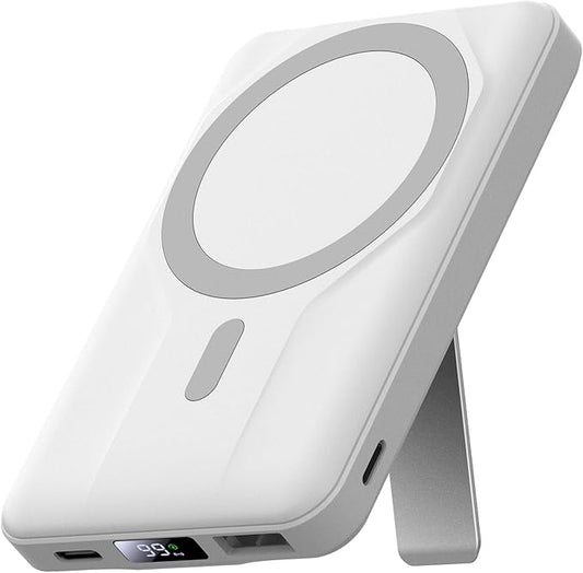 Azmuth Wireless Portable Charger with Stand, Slim 10000mAh Magnetic Power Bank for Magsafe, 22.5W Fast Charging Battery Pack with Digital Display Compatible with iPhone 16/15/14/13/12 Series