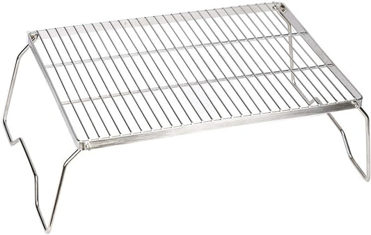 ZORMY 17" Large Folding Campfire Grill, 304 Stainless Steel Firepit Grill Grate, Heavy Duty Portable Camping Grill with Carrying Bag, Gas BBQ Grill Grate for Backpacking, Hiking, Picnics (Large)