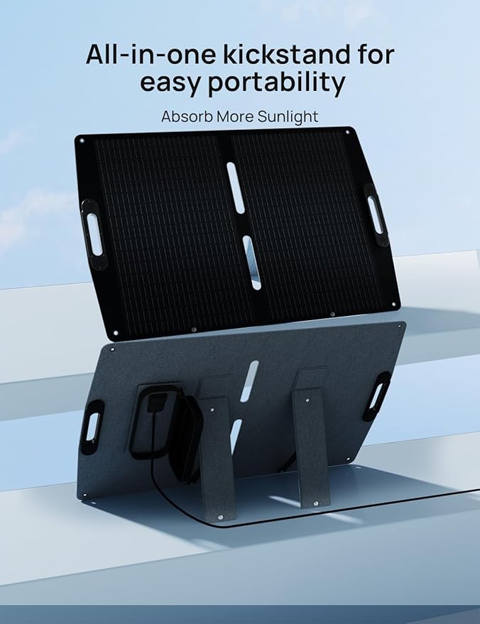 ECO-WORTHY 100W Portable Solar Panel, Foldable Solar Panel Charger 12BB for Power Station with Adjustable Kickstand,23% High Efficiency for Outdoor RV Camping Off Grid Hiking