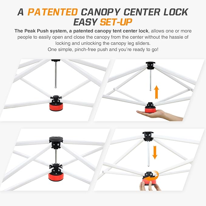 EAGLE PEAK 10x10 Slant Leg Pop-up Canopy Tent Easy One Person Setup Instant Outdoor Beach Canopy Folding Portable Sports Shelter 10x10 Base 8x8 Top (Red Mushroom)
