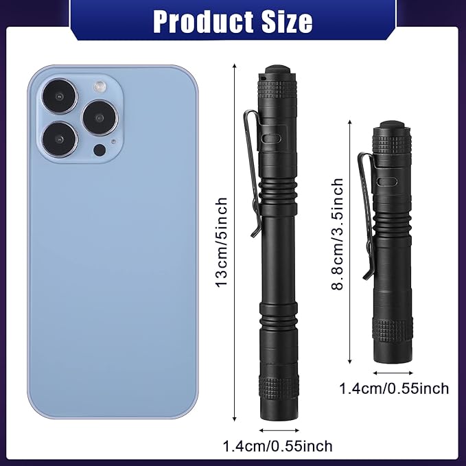 Zhehao 30 Pcs Mini Led Flashlight Bright Aluminum Penlight Flashlights with Clip Small Water Resistant Pocket Flash Light for Night Reading Emergency Hurricane(White Light, 3.5 inch, 5.2 inch)