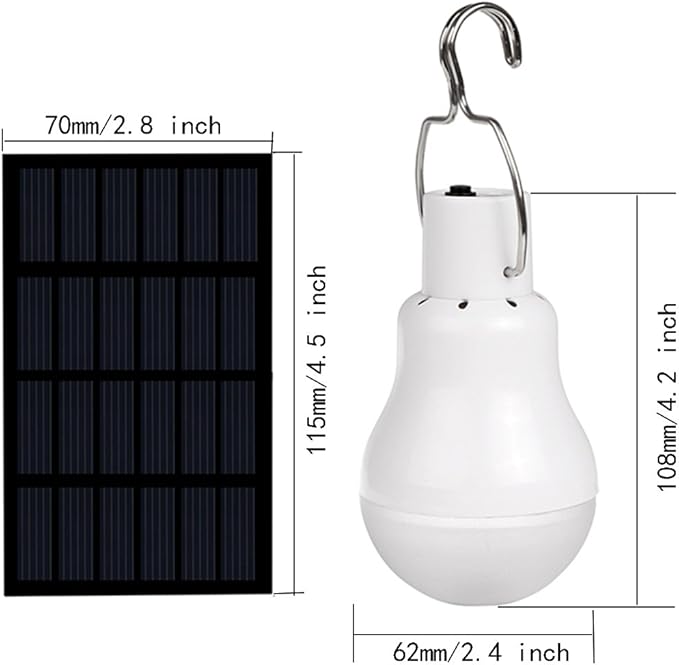 Solar Powered Lamp Remote Control Portable Led Bulb Lights Solar Energy Panel Led Lighting for Camp Tent Night Fishing Emergency Lights Flash 350LM(Pack of 1+Remote Control)