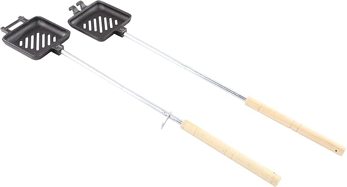Coghlan's Pre-Seasoned Cast Iron Broiler with Removable Handles, Break-Apart Hinge – Ideal for Grilling Burgers, Steaks, and Roasting Vegetables Over Campfires or BBQs – Compact and Easy to Clean