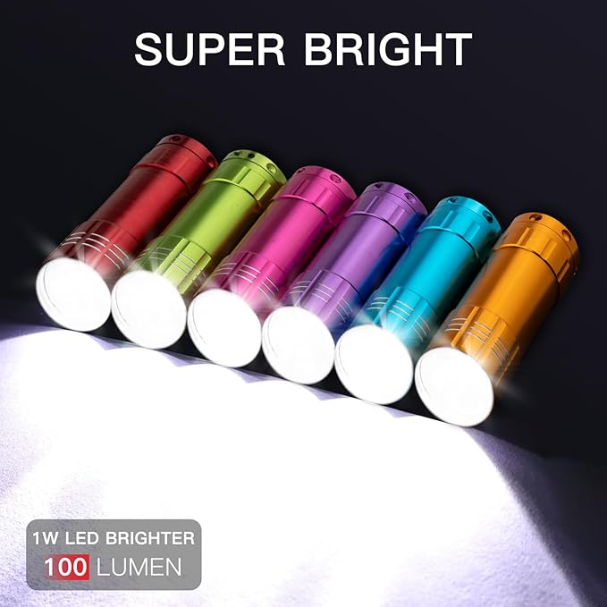 KunHe 30 Pack Mini Bulk Cheep Flashlights Aluminum LED Handheld Torches with Lanyard Batteries Included for Party Favors Camping Power Outage Emergency