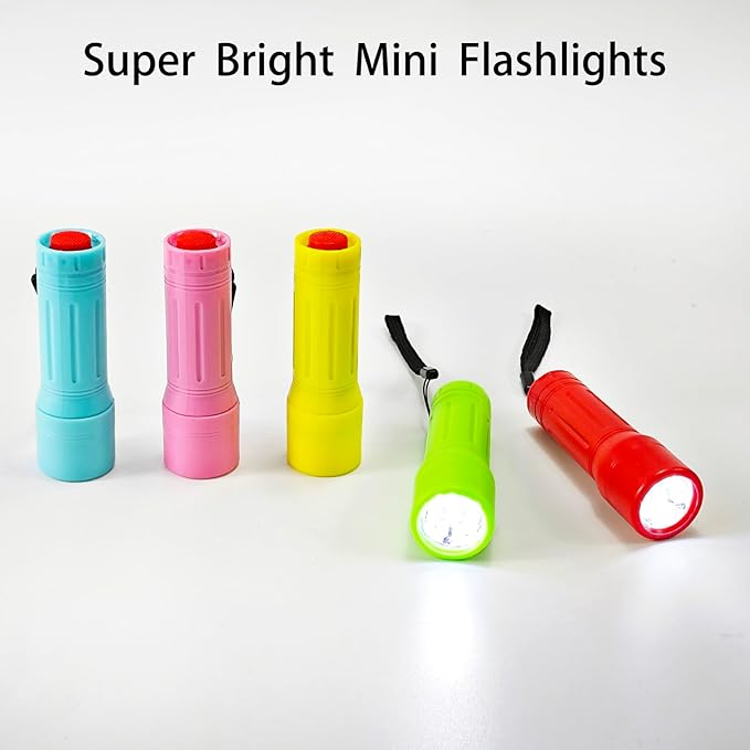 100 Pack Mini Flashlights Bulk for Kids, Small Multicolor Flashlights Bulk with Lanyard, 300 AAA Batteries Included for Hurricane Supplies Camping Essentials Emergency Gifts for Boys Girls