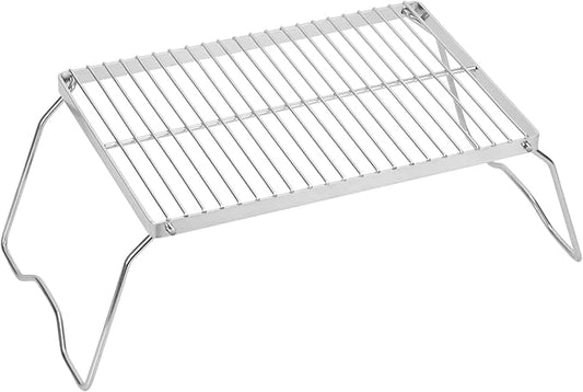 ZORMY 13" Folding Campfire Grill, 304 Stainless Steel Firepit Grill Grate, Heavy Duty Portable Camping Grill with Carrying Bag, Gas BBQ Grill Grate for Backpacking, Hiking, Picnics (Medium)