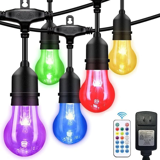 105FT Color Changing LED String Lights Outdoor, Dimmable RGB Patio Lights with 25 Shatterproof E26 Edison Bulbs, Waterproof Backyard Garden1