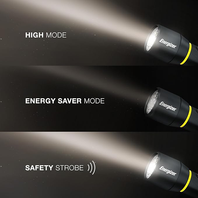 Energizer LED Flashlight Vision PRO, Ultra Bright 1000+ Lumens, IPX4 Water Resistant, Aircraft-Grade Aluminum LED Light, Rugged Metal Flash Light for Outdoors, Emergency Power Outage, Black
