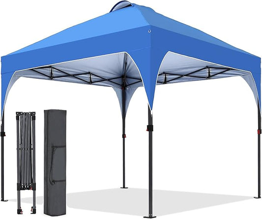Pop Up Canopy, 8x8 FT Instant Outdoor Canopy Tent with Carrying Bag, 3 Adjustable Heights - Portable for Event, Parties, Camping and More Outdoor Activities