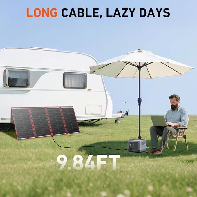 DOKIO 300W Portable Foldable Solar Panel Kit (21x40in, 17lb), with Separate Controller and Dual USB, Monocrystalline Charger for 12V Batteries & Power Stations, RV Camping Trailer Emergency Backup