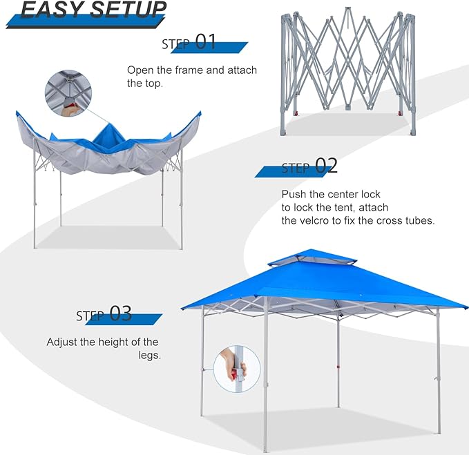 MASTERCANOPY 13x13 Pop-Up Canopy Tent Instant Shelter Outdoor Canopy with Wheeled Bag (Blue)