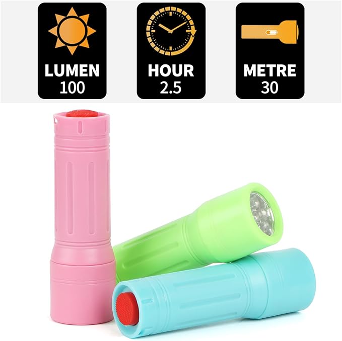 9-LED Mini Flashlight for Kids, Small Multicolor Flashlights with Lanyard, Batteries Included, for Hurricane Supplies Party Favors, Gift, Christmas Gifts Stocking Stuffers for Boys Girls