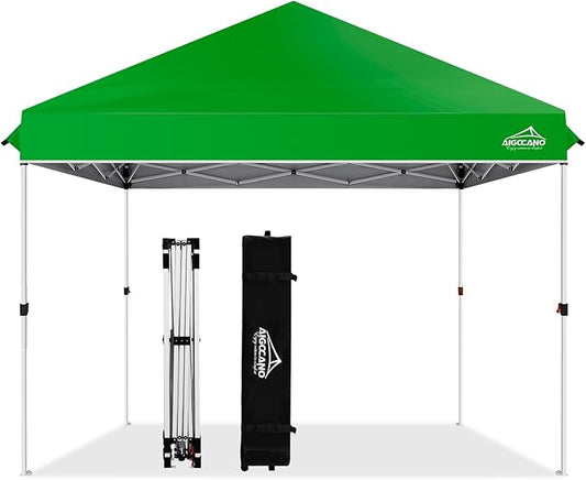 Pop up Canopy Tent,10x10 Instant Outdoor Canopy for Parties with Wheeled Bag(Green)