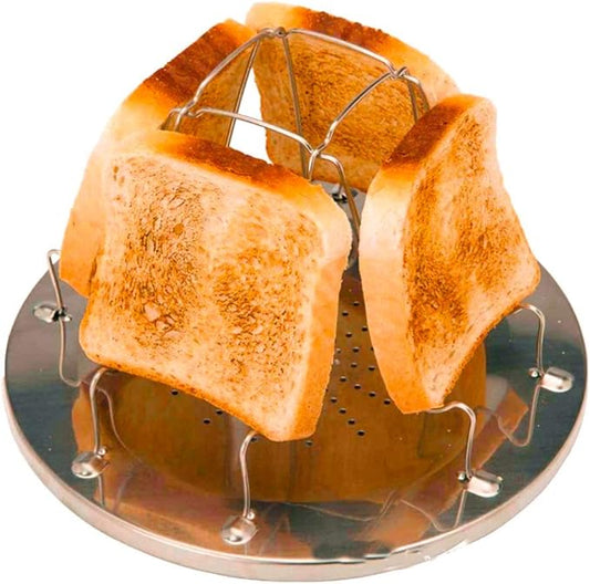 Camping Toaster for Gas Stove – 4-Slice Stainless Steel Stovetop Bread Toast Rack for Outdoor Cooking, Hiking, BBQ, and Picnics – Compact and Portable Camp Stove Toaster