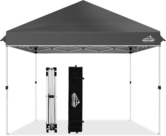 Pop up Canopy Tent,10x10 Instant Outdoor Canopy for Parties with Wheeled Bag(Grey)