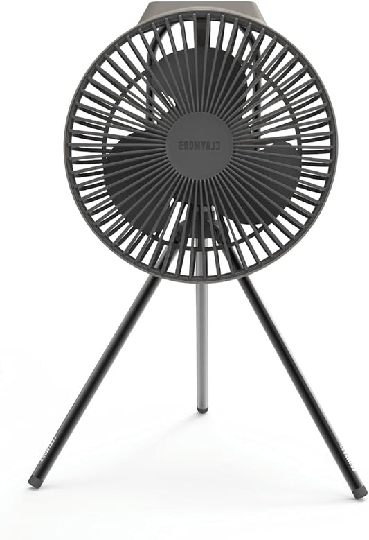 Claymore V600+ Rechargeable Camping Fan (Warm Grey) – 7,800 mAh Battery Operated Portable Fan for Indoor & Outdoor Use, 4-Speed Quiet Air Circulator, USB‑C Charging, Timer, Carry Pouch Included