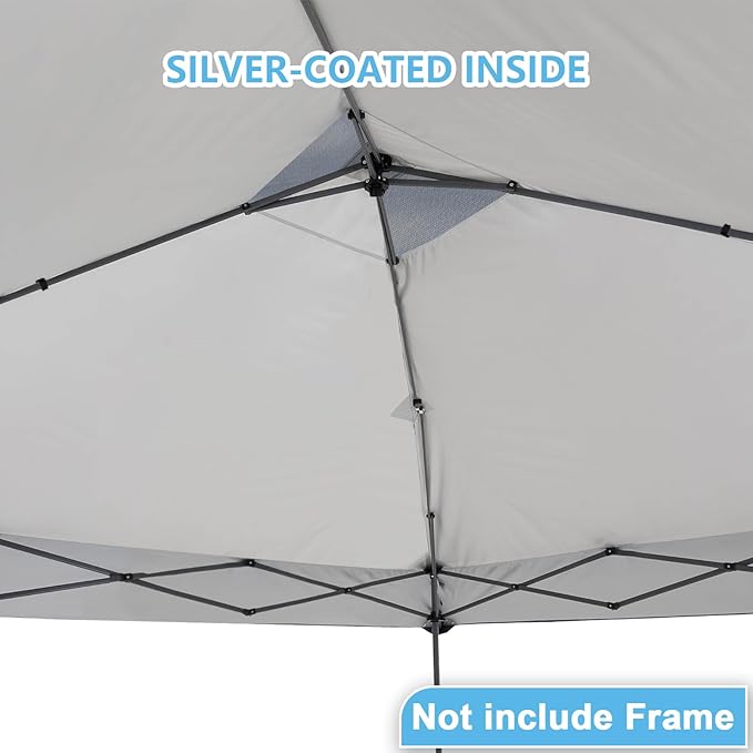 13x13 Canopy Replacement Top Cover,Single Tier Waterproof Instant Canopy Vented Top，Silver Coated Oxford Pop Up Canopy Replacement Cover for Outdoor Garden Camping(Top Only,396 * 396cm
