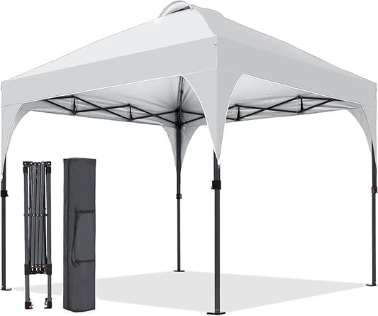 Pop Up Canopy, 8x8 FT Instant Outdoor Canopy Tent with Carrying Bag, 3 Adjustable Heights - Portable for Event, Parties, Camping and More Outdoor Activities