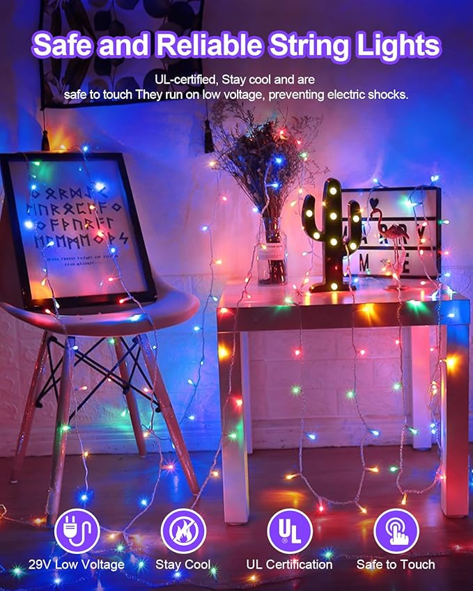 125FT 380LED Christmas Lights, Extra Long Outdoor String Lights Waterproof, Timer & Memory, 8 Modes Dimmable Plug in Fairy for Classroom Decor Outside Tree Wedding Patry Multicolor