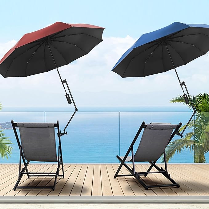 UPF 50+ Beach Umbrella with Adjustable Universal Clamp