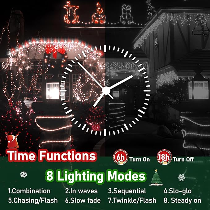 XURISEN Upgraded 561FT 1400 LED Christmas Lights Outdoor, Super Long String Lights 8 Modes & Memory Timer Plug in Fairy Lights for Home Xmas Tree Party Wedding Decor -Red and White