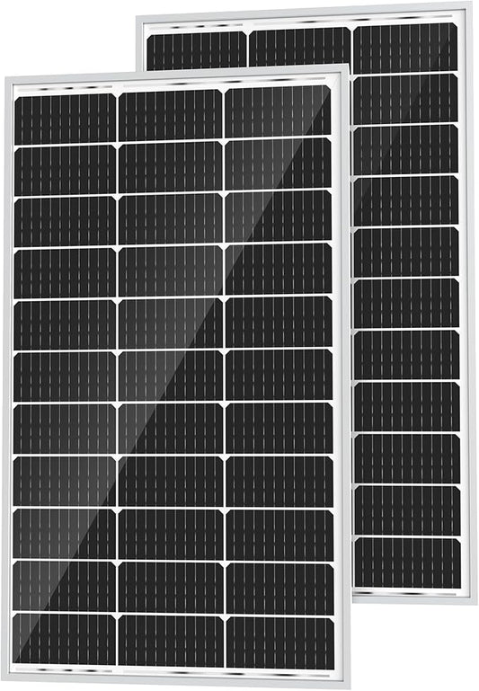 SOLPERK 2PCS Solar Panels 100 Watt 12 Volt, High-Efficiency Monocrystalline Solar Panel for Home, RV, Camping, Marine, Rooftop, Off-Grid Applications, 2-Pack 100W, SK-M200W