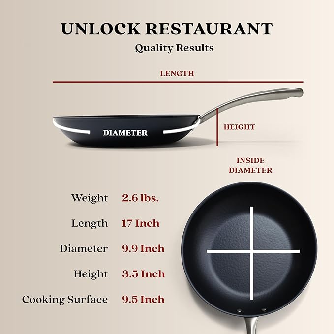 Alva Black Angus 9.5" Carbon Steel Frying Pan, Chef-Grade Hammered Blue Steel Skillet, Naturally Nonstick When Seasoned, PFAS/PFOA Free, Induction, Oven & BBQ Compatible, Lightweight Premium Cookware