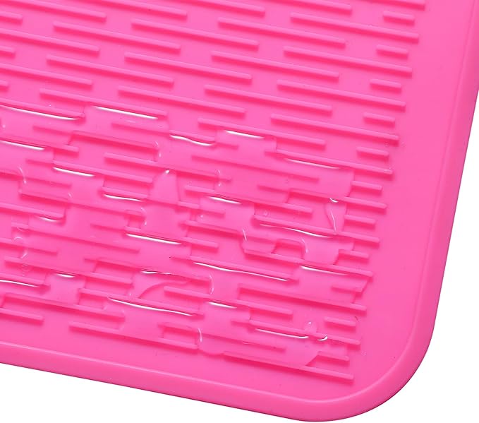 Silicone Dish Drying Mat for Multiple Usage,Easy clean,Eco-friendly,Heat-resistant Silicone Mat for Kitchen Counter or Sink,Refrigerator or Drawer Liner Rose 2XL 24 inches x 18 inches