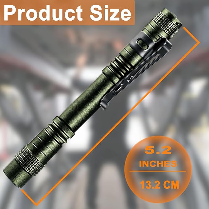 Beieverluck 20 Pack Pen Light Flashlight Mini Small Flashlight with Clip Waterproof LED Pocket Pen Flashlights for Camping, Inspection, Work, and Emergency(Large,Green)